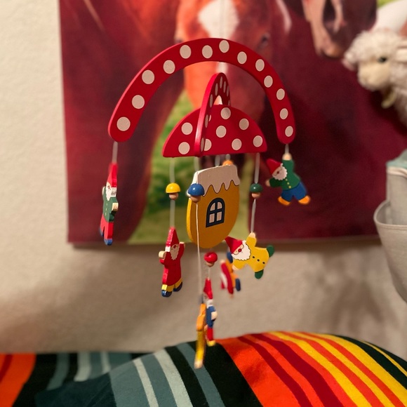 Wooden Mushroom Gnome Baby Mobile Made in Germany 🍄❤️🌲 - Picture 2 of 7